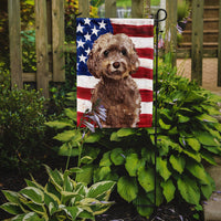 Brown Cockapoo Patriotic Flag Garden Size BB9374GF