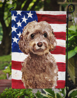 Brown Cockapoo Patriotic Flag Garden Size BB9374GF