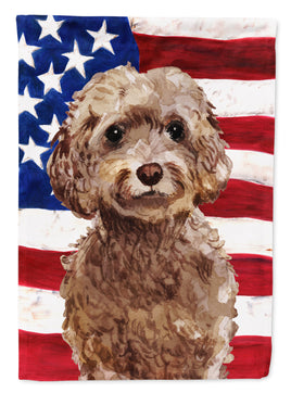 Brown Cockapoo Patriotic Flag Garden Size BB9374GF