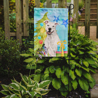 White Staffie Bull Terrier Christmas Flag Garden Size BB9396GF