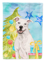 White Staffie Bull Terrier Christmas Flag Garden Size BB9396GF