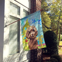 Brown Cockapoo Christmas Flag Canvas House Size BB9409CHF