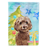 Brown Cockapoo Christmas Flag Canvas House Size BB9409CHF