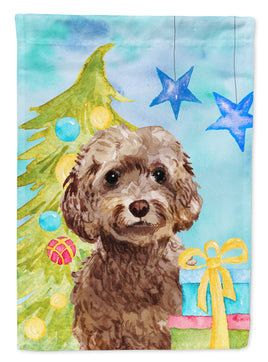 Brown Cockapoo Christmas Flag Garden Size BB9409GF