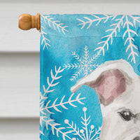 White Staffie Bull Terrier Winter Flag Canvas House Size BB9431CHF