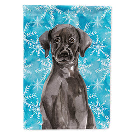 Black Labrador Winter Flag Canvas House Size BB9433CHF