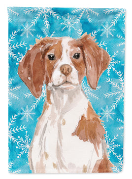 Brittany Spaniel Winter Flag Canvas House Size BB9434CHF