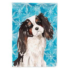 Tricolor Cavalier Spaniel Winter Flag Canvas House Size BB9437CHF