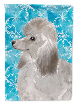 Grey Standard Poodle Winter Flag Garden Size BB9455GF