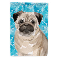 Fawn Pug Winter Flag Canvas House Size BB9461CHF