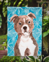 Red Staffie Bull Terrier Winter Flag Garden Size BB9462GF