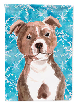 Red Staffie Bull Terrier Winter Flag Garden Size BB9462GF