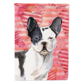 Black White French Bulldog Love Flag Canvas House Size BB9477CHF