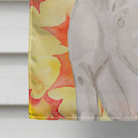 White Staffie Bull Terrier Fall Flag Canvas House Size BB9501CHF