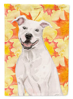 White Staffie Bull Terrier Fall Flag Garden Size BB9501GF