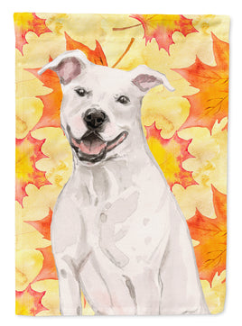 White Staffie Bull Terrier Fall Flag Garden Size BB9501GF