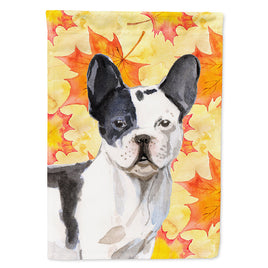 Black White French Bulldog Fall Flag Canvas House Size BB9512CHF