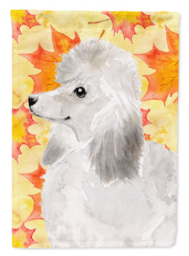 White Standard Poodle Fall Flag Garden Size BB9526GF