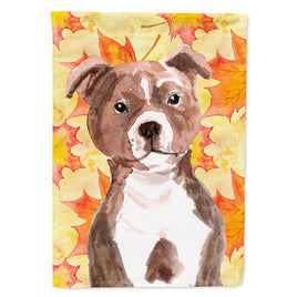 Red Staffie Bull Terrier Fall Flag Canvas House Size BB9532CHF