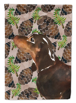 Black and Tan Dachshund Pine Cones Flag Canvas House Size BB9580CHF