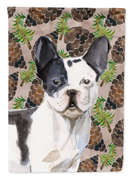 Black White French Bulldog Pine Cones Flag Canvas House Size BB9582CHF