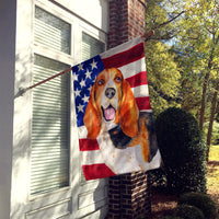 Basset Hound Patriotic Flag Canvas House Size BB9704CHF