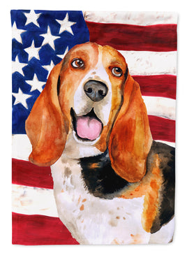 Basset Hound Patriotic Flag Canvas House Size BB9704CHF