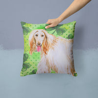 Afghan Hound St Patrick's Fabric Decorative Pillow BB9876PW1414