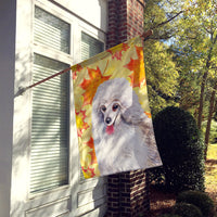 Medium White Poodle Fall Flag Canvas House Size BB9944CHF