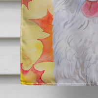 Medium White Poodle Fall Flag Canvas House Size BB9944CHF