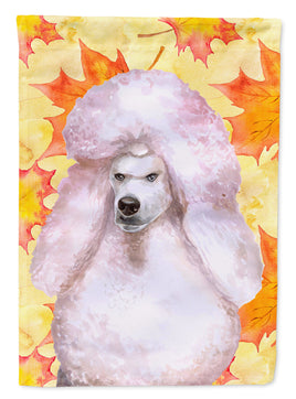 White Standard Poodle Fall Flag Garden Size BB9978GF