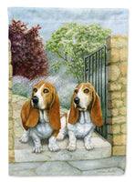 Basset Hounds in the Gate Flag Canvas House Size BDBA0390CHF