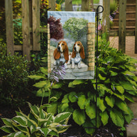 Basset Hounds in the Gate Flag Garden Size BDBA0390GF