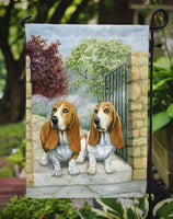 Basset Hounds in the Gate Flag Garden Size BDBA0390GF