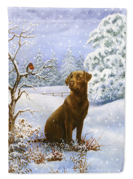 Chocolate Labrador Snowy Robin Flag Garden Size BDBA434AGF