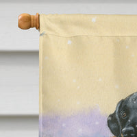 Black Labradors Snowy Day Flag Canvas House Size BDBA450ACHF