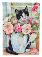 Black and White Rose Cat Flag Garden Size CDCO0176GF