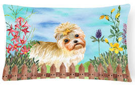 Morkie Spring Canvas Fabric Decorative Pillow CK1230PW1216