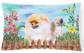 Pomeranian Spring Canvas Fabric Decorative Pillow CK1244PW1216