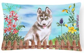 Siberian Husky Grey Spring Canvas Fabric Decorative Pillow CK1258PW1216