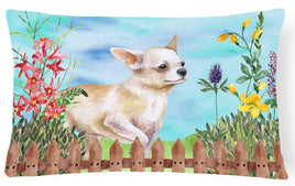 Chihuahua Leg up Spring Canvas Fabric Decorative Pillow CK1259PW1216