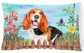 Basset Hound Spring Canvas Fabric Decorative Pillow CK1266PW1216