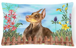 Doberman Pinscher Spring Canvas Fabric Decorative Pillow CK1271PW1216