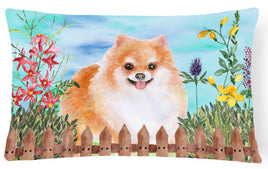 Pomeranian #2 Spring Canvas Fabric Decorative Pillow CK1278PW1216