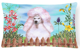 White Standard Poodle Spring Canvas Fabric Decorative Pillow CK1279PW1216