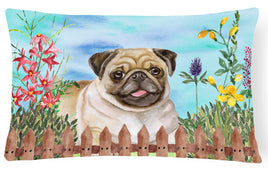 Fawn Pug Spring Canvas Fabric Decorative Pillow CK1280PW1216