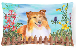 Sheltie Spring Canvas Fabric Decorative Pillow CK1282PW1216