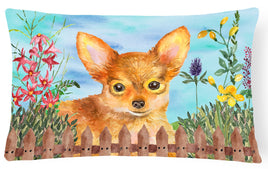 Toy Terrier Spring Canvas Fabric Decorative Pillow CK1284PW1216