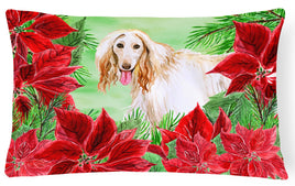 Afghan Hound Poinsettas Canvas Fabric Decorative Pillow CK1350PW1216