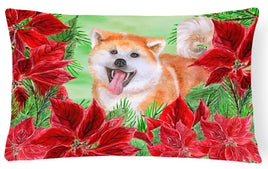 Akita Poinsettas Canvas Fabric Decorative Pillow CK1351PW1216